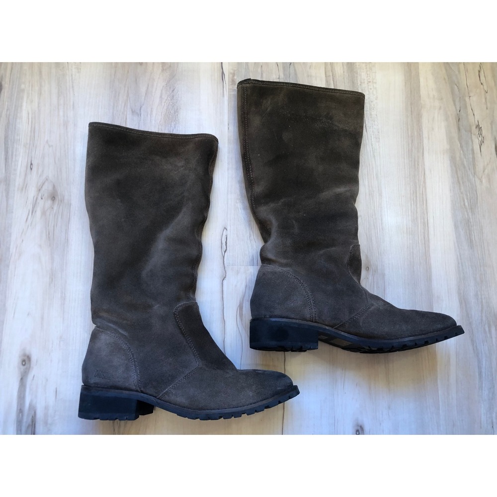 Diesel Khan Women Brown Leather Riding Boots Shearling Knee High Y00563 7.5 38